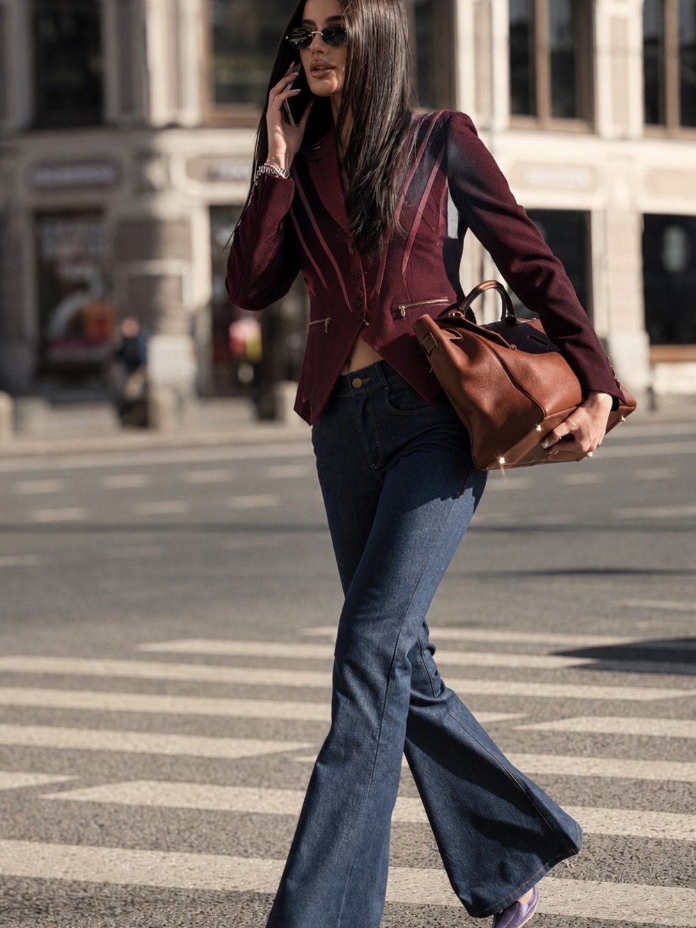 Women's Two-Tone Plum Faux Suede Jacket